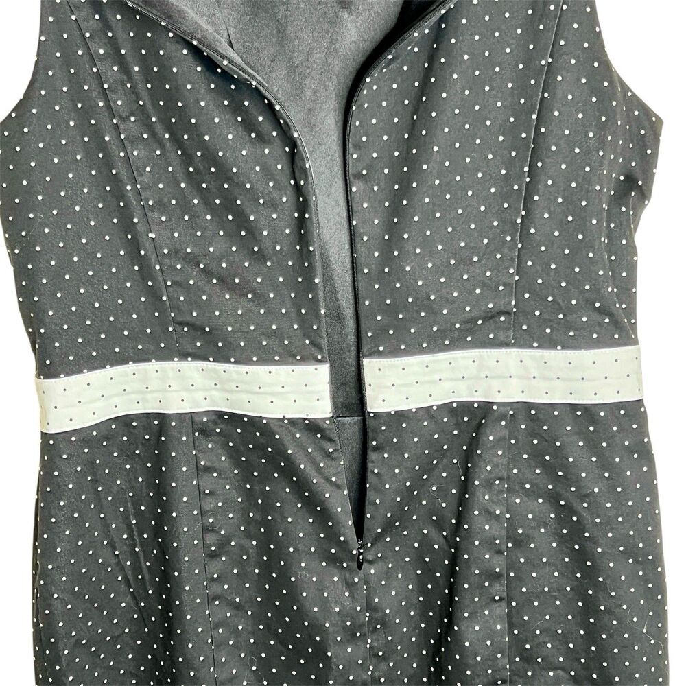Liz Claiborne Sleeveless Dress Shift Sz 14 Black and White Polka Dot  Back Zip - Picture 4 of 9